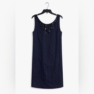 Magaschoni Black Sleeveless Embellished Shift Dress Sz16 Lined Evening Cocktail